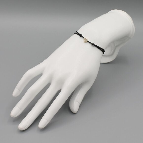 Jewelry heart black gold string bracelet adjustable fashion delicate brand new - Picture 4 of 7